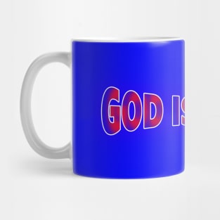 NEON RETRO RED WHITE & BLUE GOD IS GREAT Mug